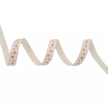 Лента репсовая 'Весенние Розы' 1,5см*22,86м (белый)