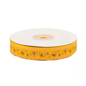 Лента репсовая 'Весенние Розы' 1,5см*22,86м (желтый)