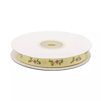 Лента репсовая 'Веточки', 10мм*22,5м (бежевый)