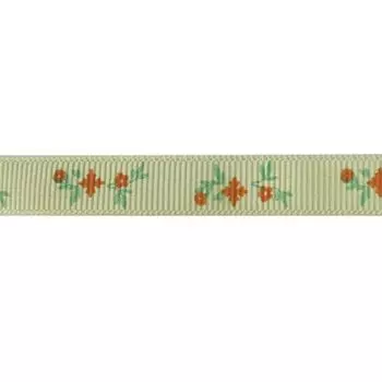 Лента репсовая 'Веточки', 10мм*22,5м (зеленый)