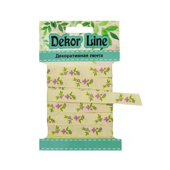 Лента репсовая 'Веточки', 10мм*3м (бежевый)