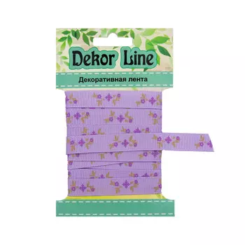 Лента репсовая 'Веточки', 10мм*3м (сиреневый)