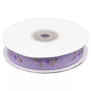 Лента репсовая 'Веточки', 15мм*22,5м (сиреневый)