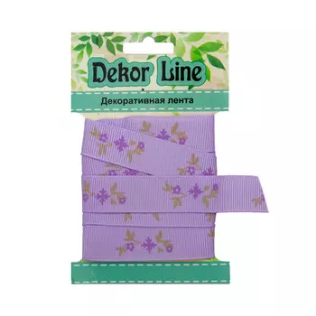 Лента репсовая 'Веточки', 15мм*3м (сиреневый)