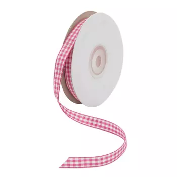 Лента 'Шотландка', 9 мм*25 м (084 яр.розовый)