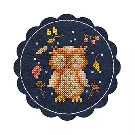 LP-F003 Набор для вышивания подставки под кружку на перфорированном фетре 'Сова' диам 102мм