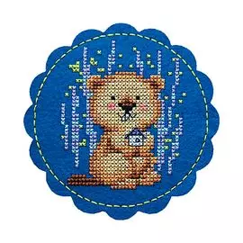 LP-F005 Набор для вышивания подставки под кружку на перфорированном фетре 'Бобёр' диам 102мм