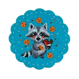 LP-F014 Набор для вышивания подставки под кружку на перфорированном фетре 'Давай дружить!' диам 102мм