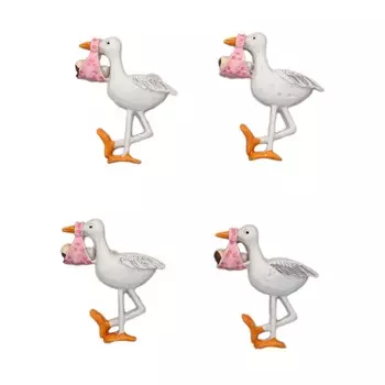 LR15-4583 Объемные фигурки 'Аист с младенцем' (полимер), розовый, 3,5*4 см, упак./4 шт., 'Астра'