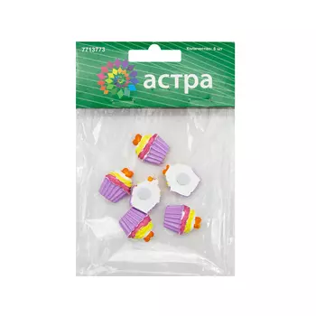 LR15-4604 Набор декоративных украшений со стикером 'Пирожное' 6 шт/упак