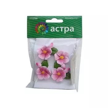 LR15-4620 Объемные фигурки 'Цветок' (полимер), розовый, 4*4 см, упак./4 шт., 'Астра'