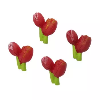 LR15-4624 Набор декоративных украшений со стикером 'Тюльпан', красный 4 шт/упак