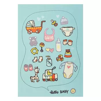 LTA02 Поздравительная открытка ' Hello Baby', 12*17 см.(конверт в комплекте)