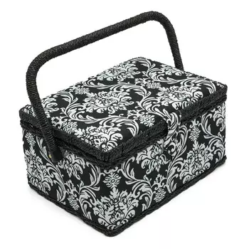 LY1633L HP Tray Шкатулка средняя, декоративная, Черно-белые вензеля, 26*19*14,5см