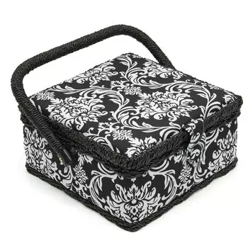 LY1633S PVC Tray Шкатулка малая, декоративная, Черно-белые вензеля, 20*20*11см