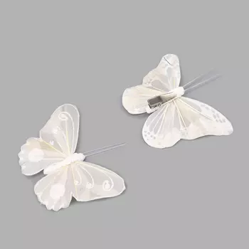 LY170130/1-6 Бабочки с клипсой 9см белый Астра