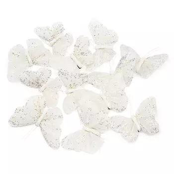 LY170295/1-6 Бабочки с клипсой 11см белый Астра