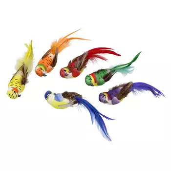 LYS18003C/1-6 Попугаи с клипсой 15см ассорти Астра