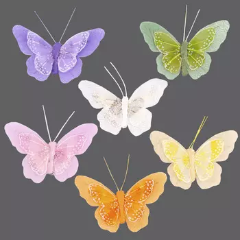 LYZ19118/1-6 Бабочки с клипсой 9,5см ассорти Астра