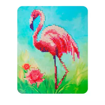 M013 Алмазная картина Колор Кит 'Розовый фламинго'17*21см
