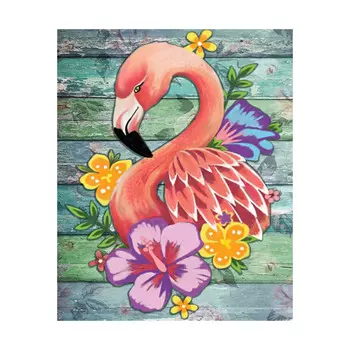 M027 Алмазная картина Колор Кит 'Цветочный фламинго'17*21см