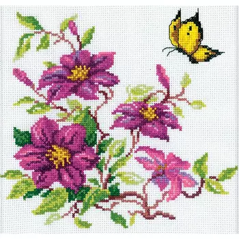 М145 Набор для вышивания RTO 'Клематисы', 20х20 см