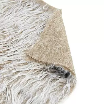 4621 (М-1011) Мех 48см*50см бежевый с белым ворсом 3см, 395гр/м