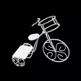 Металлический мини велосипед с корзинкой белый 11*4,5*9см SCB271026