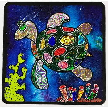 MH005 Наборы аппликаций с цветной фольгой Color KIT 'Черепаха'22*22см