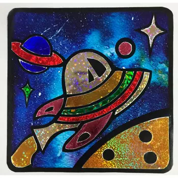 MH009 Наборы аппликаций с цветной фольгой Color KIT 'Летающая тарелка'22*22см