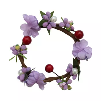 MH1-154 Декор для свечей 'Цветы и жемчуг', D7.5x2.5см, 1шт, Astra&amp;Craft (F24 светло-фиолетовый)