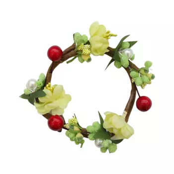 MH1-154 Декор для свечей 'Цветы и жемчуг', D7.5x2.5см, 1шт, Astra&amp;Craft (F45 светло-зеленый)