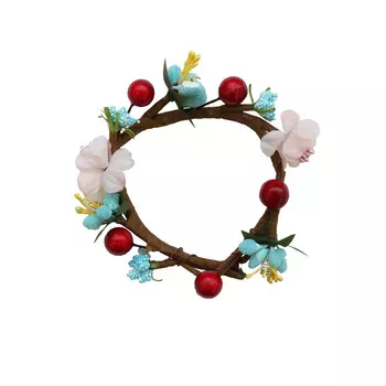 MH1-157 Декор для свечей 'Цветы и ягоды', D7.5x2.5см, 1шт, Astra&amp;Craft (F93 светло-синий)