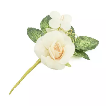 MH1-1679 Декоративный букетик 'Роза' D4,5*3*H12см, 1шт, Astra&amp;Craft (TD049 кремовый)