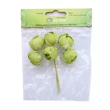 MH1-99 Набор декоративных букетов D2x3xH10см,6шт, Астра (F250 светло-зеленый)