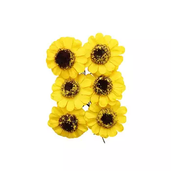 MH3-2313 Набор декоративных цветов, цв.желтый, D=4*2см, 6шт, Astra&amp;Craft