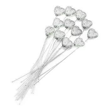 MH9-2264 Декорат. элемент на проволоке Серебристое сердце 1,6*1,5см, длина 11см,12шт, Astra&amp;Craft