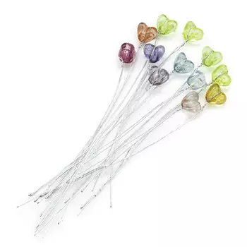 MH9-2281 Декорат. элемент на проволоке Разноцветные сердца 1,1*0,8см, длина11см,12шт , Astra&amp;Craft