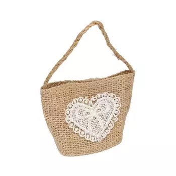 MH-397 Сумка из мешковины Сердце 6*4*6,5см, общ.высота 13см,1шт, Astra&amp;Craft