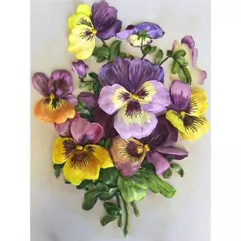 МЛ(н)-4002 Набор для вышивания лентами 'Анютины глазки' 19,5*24,5см