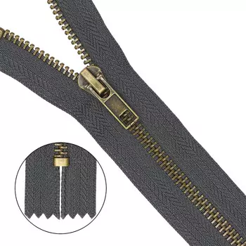 Молния джинсовая нераз.антик,т5 a/l 16см (301 т.серый)