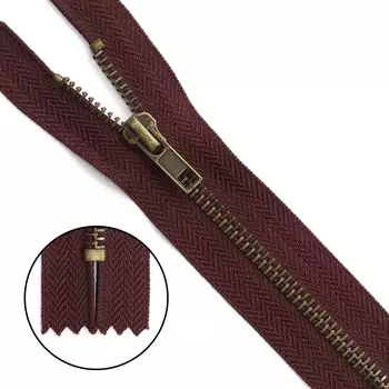 Молния джинсовая нераз.антик,т5 a/l 20см (864 т.бордо)