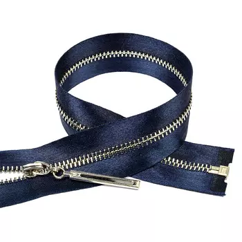 Молния MaxZipper мет. №3 никель атласная тесьма, 18см н/р цв.F330 синий