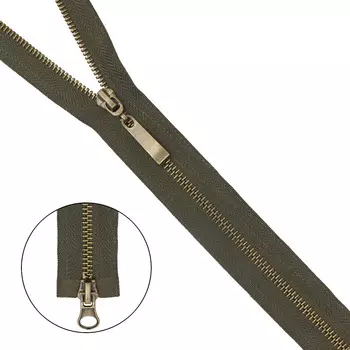 Молния металл-антик разъемная (2 зам.,Т5) - 85см (078 хаки)