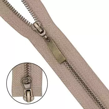 Молния металл-антик разъемная (2 зам.,Т5) - 80см (128 бежево-серый)