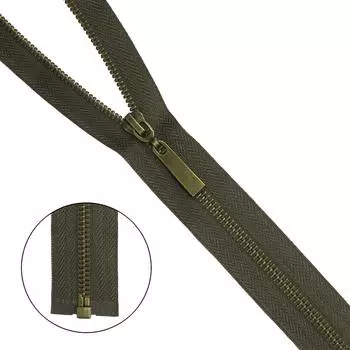Молния металл-антик разъемная Т5- 70 см (078 хаки)
