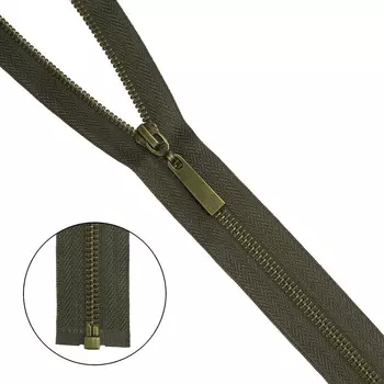 Молния металл-антик разъемная Т5- 75 см (078 хаки)