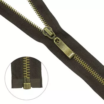 Молния металл-антик разъемная Т8 - 55см (868 т.коричневый)