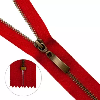 Молния металл-антик т5 нераз.18см (519 красный)