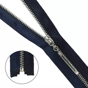 Молния-металл, никель (атлас.тесьма), 1зам, Т3 - 50 см (F330 синий)